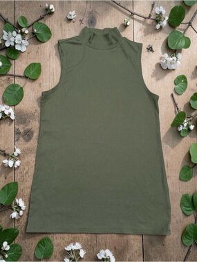 No Boundaries Olive Green Mock Neck Ribbed Tank